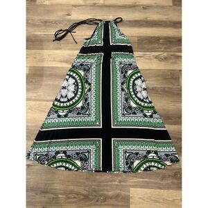 evovorro Maxi Dress Geometric Print Halter Neck Resort Vacation Y2K size L‎ (?)